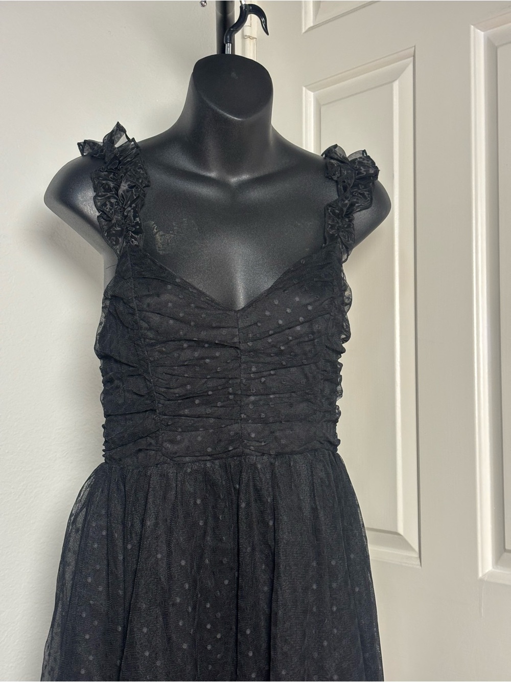 Lulu's Forever celebrated Polka Dot Midi Tulle Dress with Ruffle Straps - Picture 7 of 16